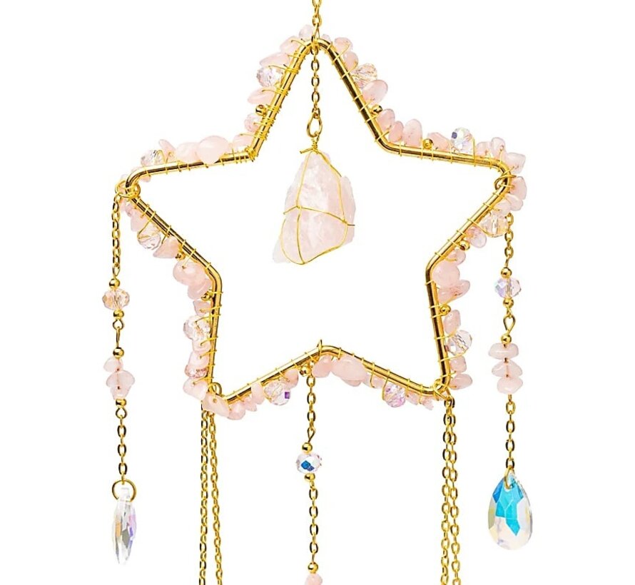 Suncatcher ster met rozenkwarts