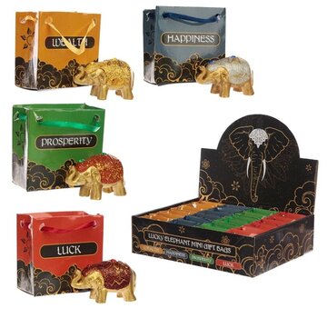 Mini Geluk Olifant in een Tasje met kaartje