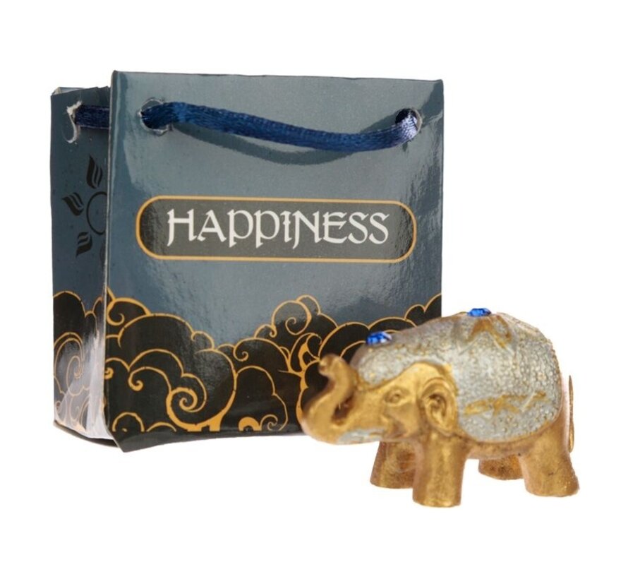 Mini Geluk Olifant in een Tasje met kaartje