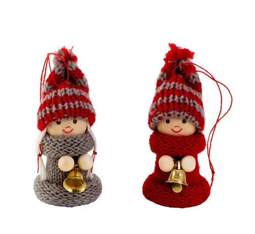 Houten kerstpop met belletje