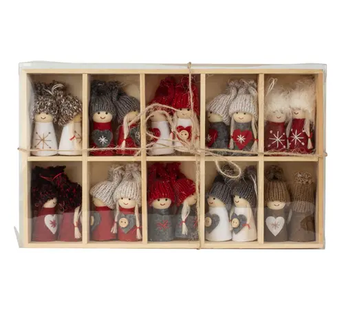 Houten kerstpoppetjes 20 stuks