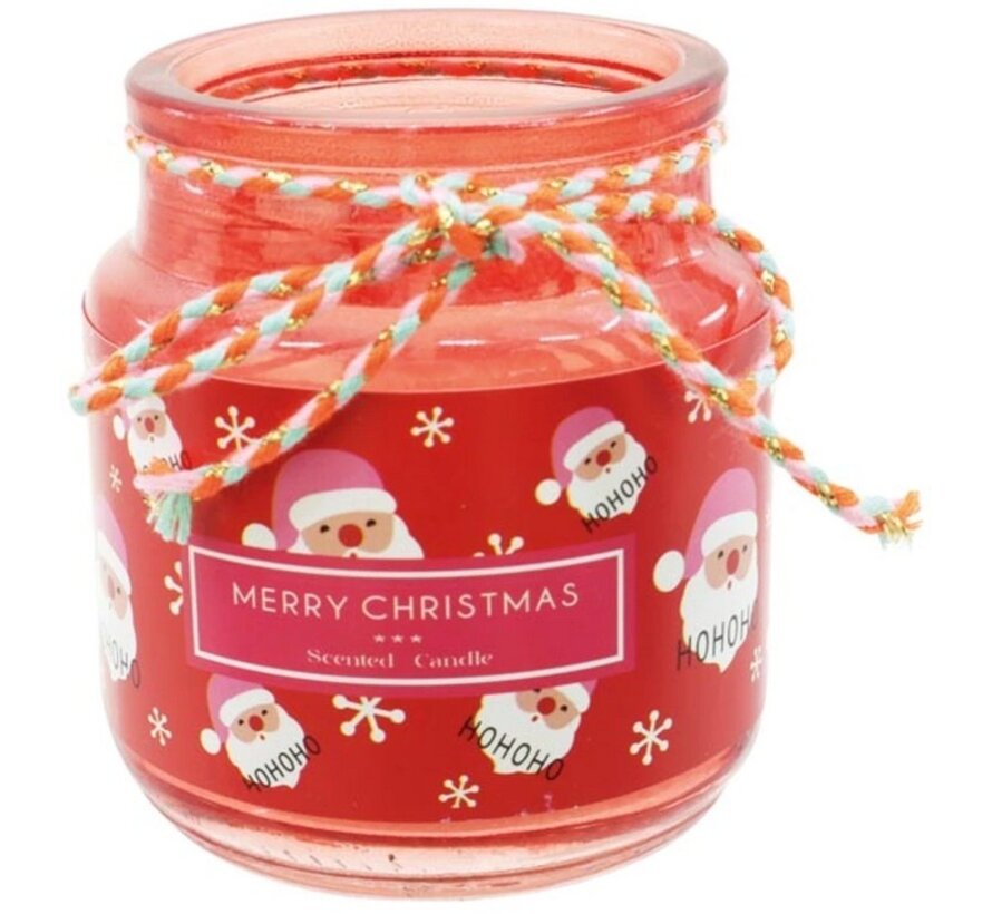 Kaars glas 6x7,5cm met Kerstman
