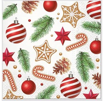 Servetten 20 stuks Sterren en kerstballen