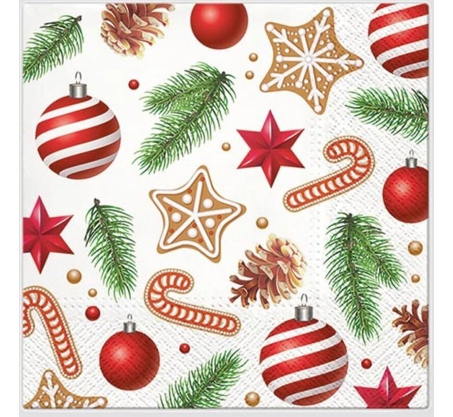 Servetten 20 stuks Sterren en kerstballen