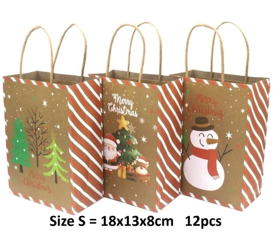 Cadeautasje Christmas 18x13x8cm - 12 stuks