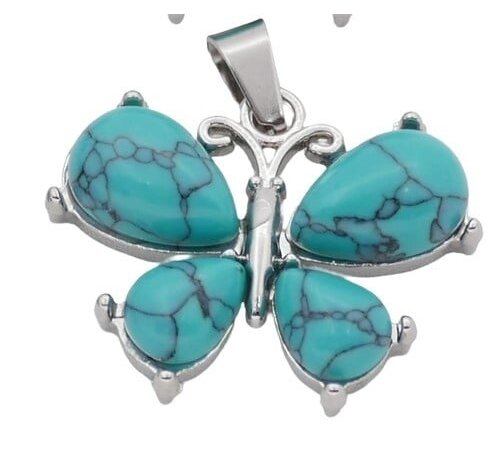 Turkoois Vlinder Edelsteen Hanger