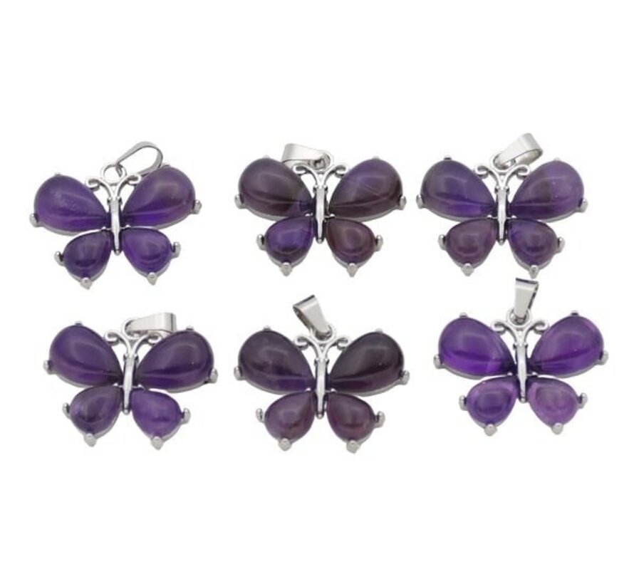 Amethist Vlinder Edelsteen Hanger