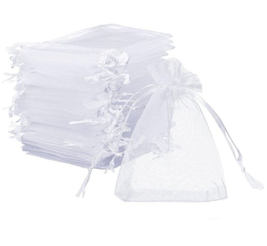 Organza zakje wit 9 x 11 cm
