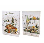 3D kerstkaart met muziek, lichtje en envelop