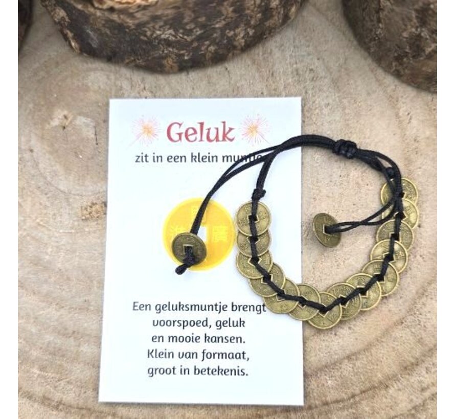 Verstelbare armbandje met geluksmuntjes