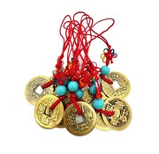 Qing dynastie geluksmunt hanger turkoois