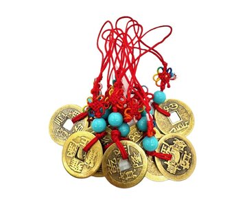 Qing dynastie geluksmunt hanger turkoois