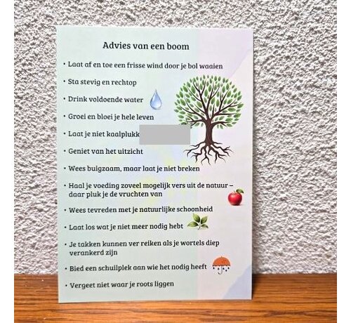 Inspiratiekaart “Advies van een Boom” – Klein Cadeautje met Boodschap