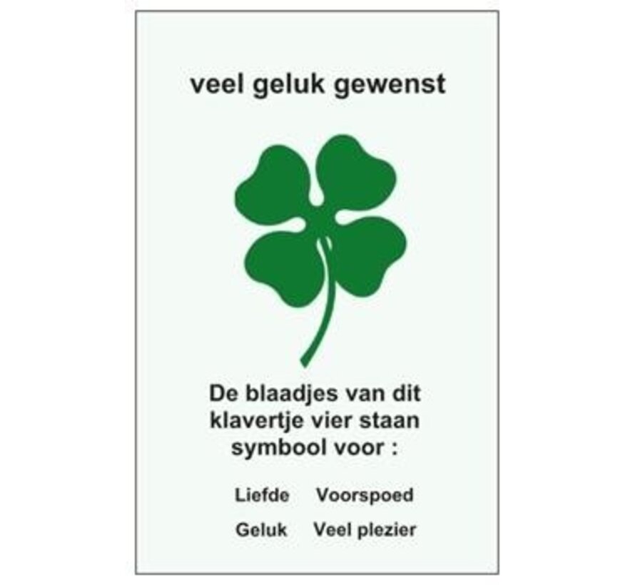 Geluksmuntje Klavertje vier hartvorm - met kaartje