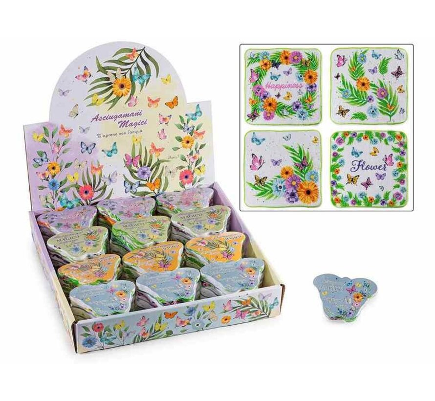 Magic handoek vlinder met bloemen