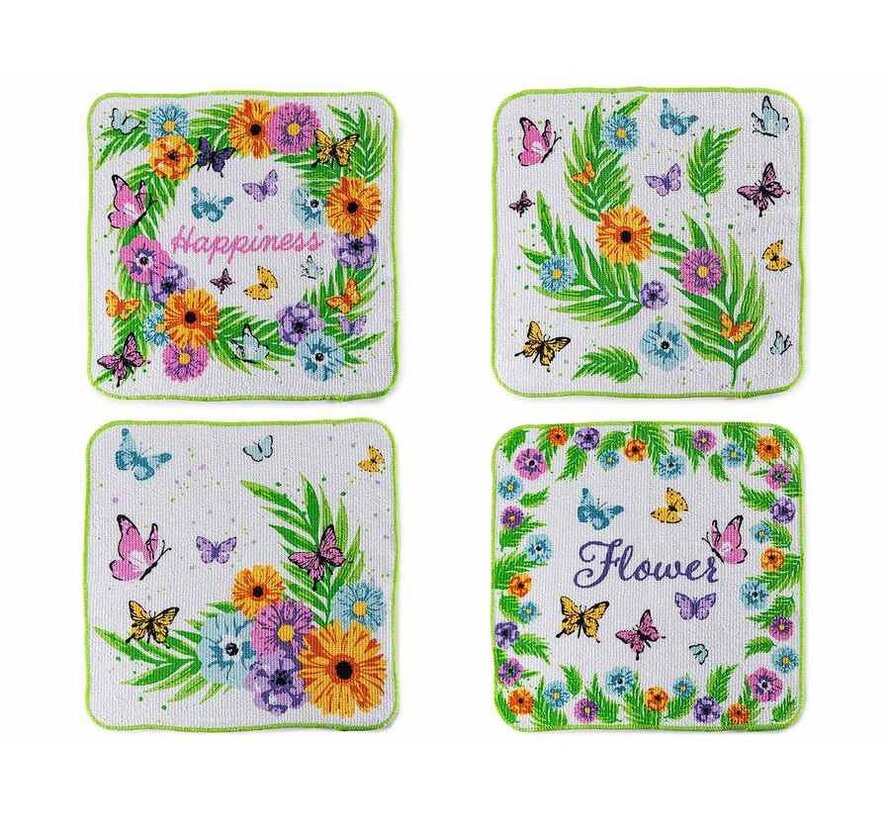 Magic handoek vlinder met bloemen