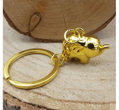 Olifant Sleutelhanger Goudkleurig met Kaartje