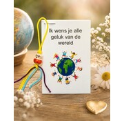 Kaartje met gelukspoppetje -  wens je alle geluk van de wereld