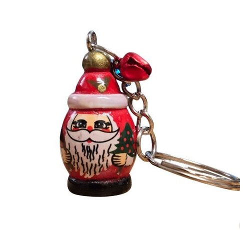 Kerstman Sleutelhanger met Belletjes – Klein Uitdeelcadeautje