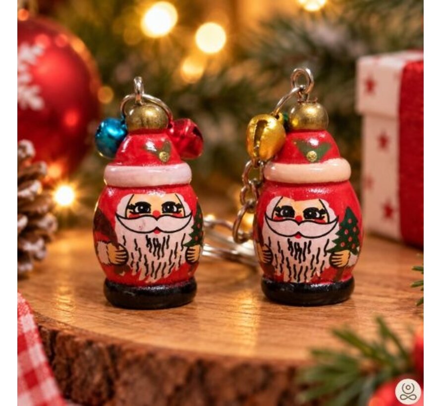 Kerstman Sleutelhanger met Belletjes – Klein Uitdeelcadeautje