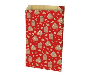 Kerstzakje Peperkoekhuisjes groot - 10 stuks
