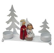 Theelichthouder kerststal metaal 20 cm