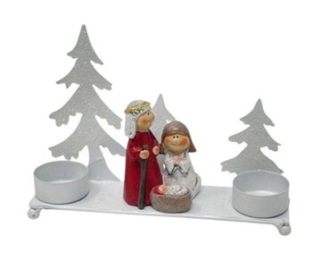 Theelichthouder kerststal metaal 20 cm