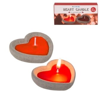 Hart in-cement kaarsje - set van 2