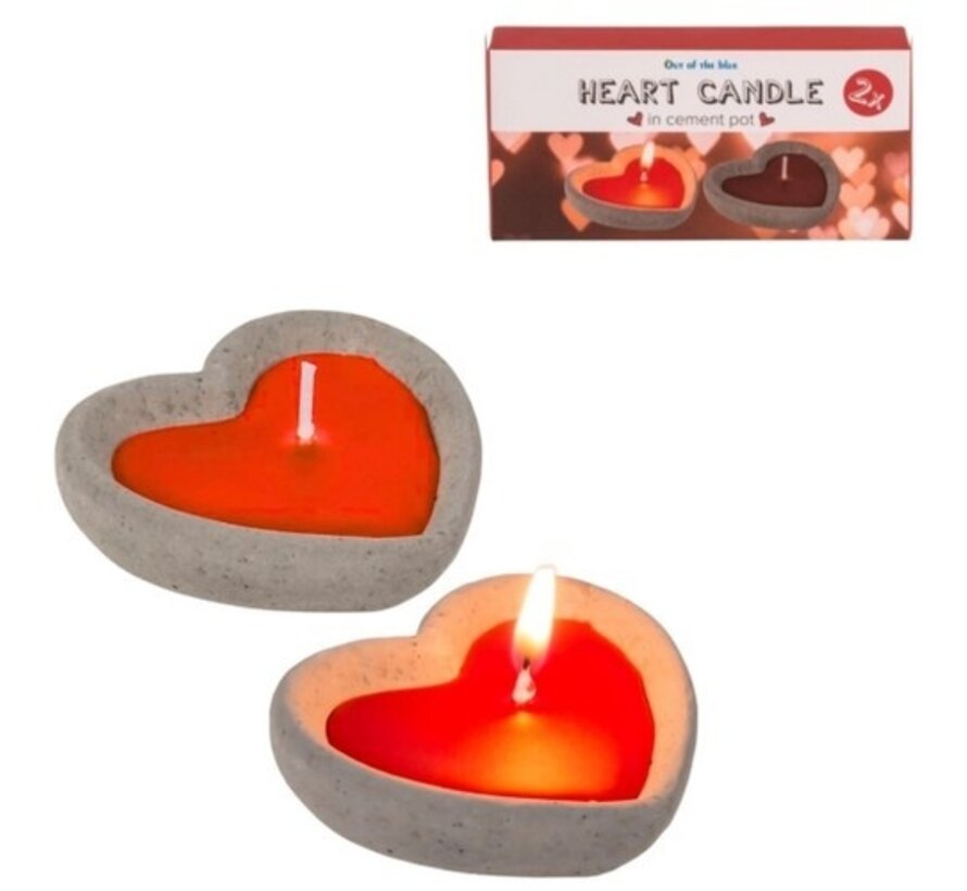 Hart in-cement kaarsje - set van 2