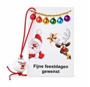 Kerstkaartje met kerstbalhangertje rendier