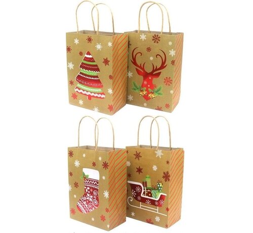 Cadeautasje Christmas 21x15x8cm - 12 stuks