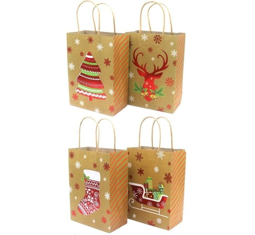 Cadeautasje Christmas 21x15x8cm - 12 stuks