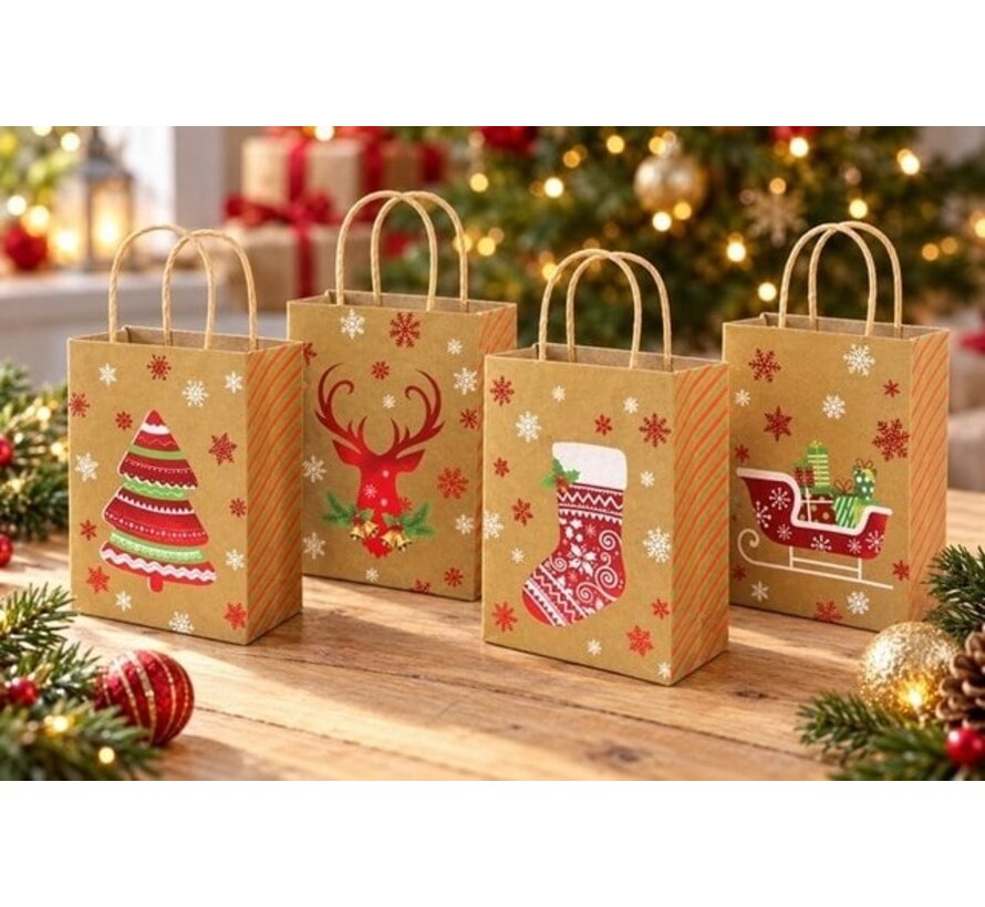 Cadeautasje Christmas 21x15x8cm - 12 stuks