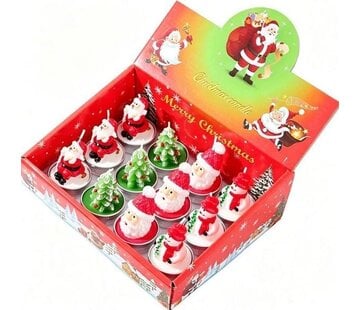 Kerst figuurkaarsje assorti 12 stuks