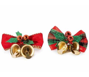 2 Kerststrikje met Belletjes en Hulst – 5 cm