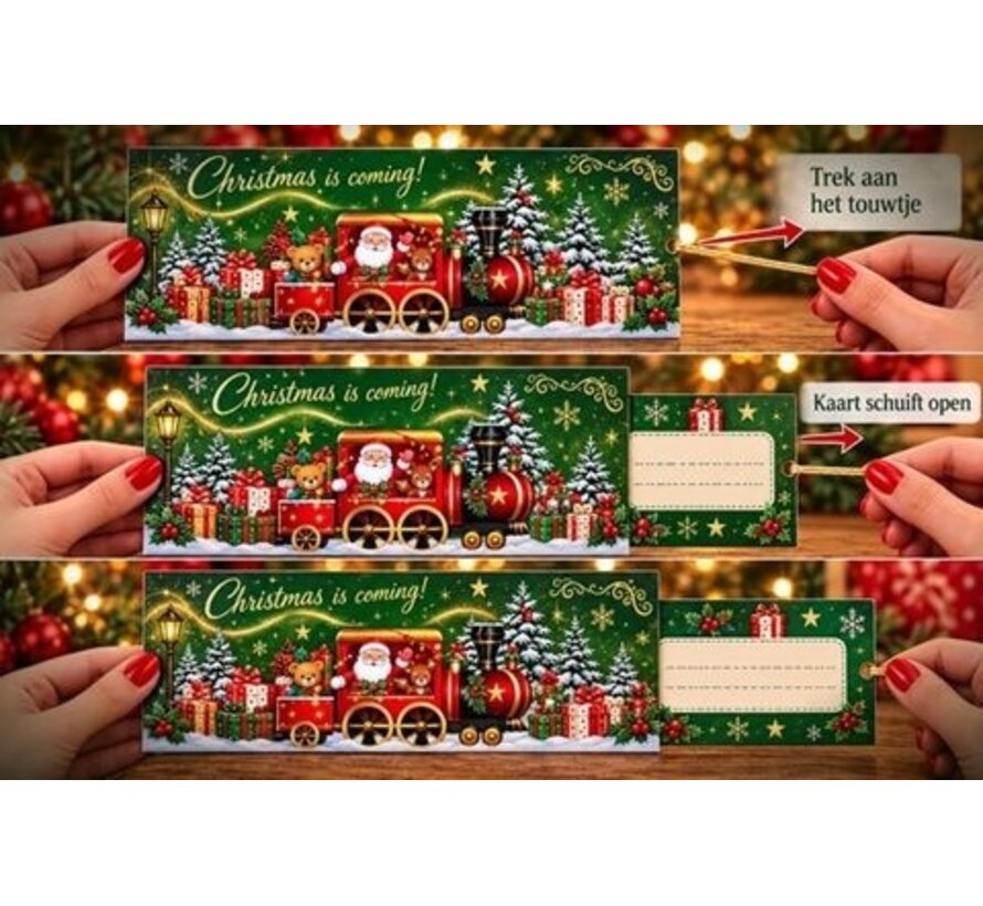 Schuifbare Kerstkaart met Envelop – 19,5 cm