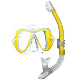 Mares X-Vision duikmasker + Ergo Dry snorkel wit/geel