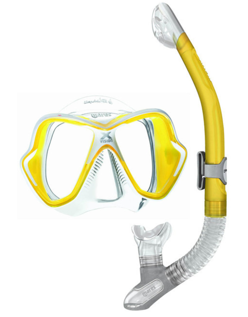 Mares X-Vision Tauchmaske +  Ergo Dry Schnorchel Weiß/gelb