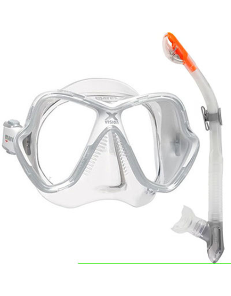 Mares X-Vision Tauchmaske +  Ergo Dry Schnorchel Weiß/orange