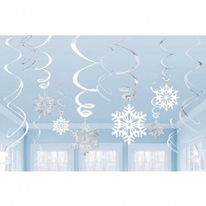 Hangdecoratie sneeuwvlokken 12 delig luxe Hangdecoratie sneeuwvlokken 12 delig luxe