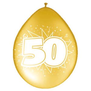 Ballonnen 50 jaar goudkleurig 8 stuks Ballonnen 50 jaar goudkleurig 8 stuks