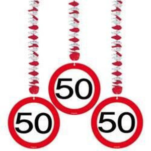 Hangdecoratie 50 verkeersbord Hangdecoratie 50 verkeersbord