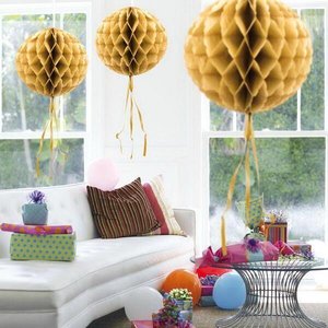 Honeycomb decoratie 30cm goudkleurig Honeycomb decoratie 30cm goudkleurig