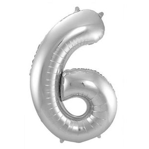 Folieballon 6 jaar ZILVER voor lucht of helium MEGA Folieballon 6 jaar ZILVER voor lucht of helium MEGA