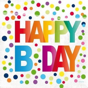 Servetten Happy Birthday Dots Servetten Happy Birthday Dots