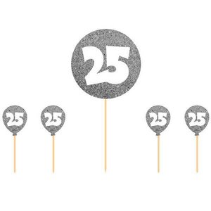 Taart versiering 25 jaar glitter zilver Op is Op Taart versiering 25 jaar glitter zilver Op is Op