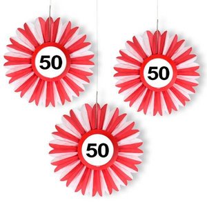 Honeycomb waaier 50 jaar 3 stuks Honeycomb waaier 50 jaar 3 stuks