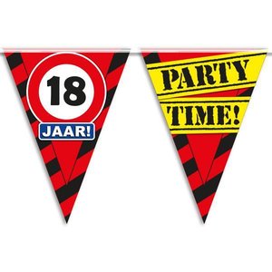 Vlaggenlijn slinger 18 jaar verkeersbord Party Time Vlaggenlijn slinger 18 jaar verkeersbord Party Time