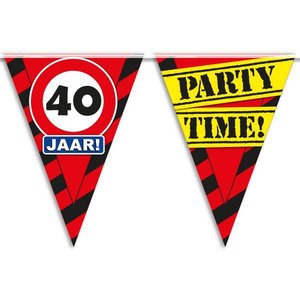 Vlaggenlijn slinger 40 jaar verkeersbord Party Time Vlaggenlijn slinger 40 jaar verkeersbord Party Time
