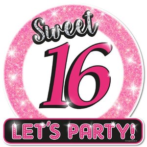 Deurbord Sweet 16 Let's Party Deurbord Sweet 16 Let's Party